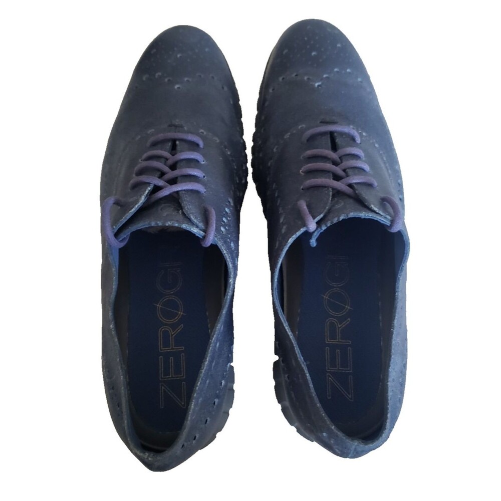 Cole Haan Zerogrand Wing Ox Blue Leather Wingtip Brogue Oxford Shoes Men's 11.5M - Picture 8 of 11